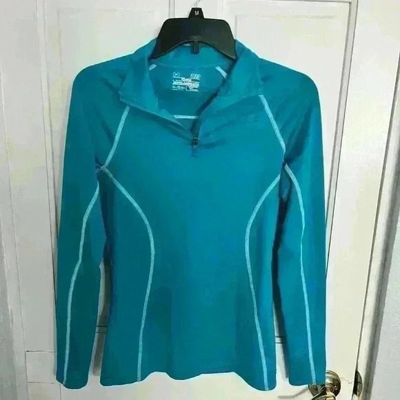 Under Armour Blue Coldgear Quarter Zip | Cold Gear Workout Sweatshirt | Size S - Picture 1 of 3